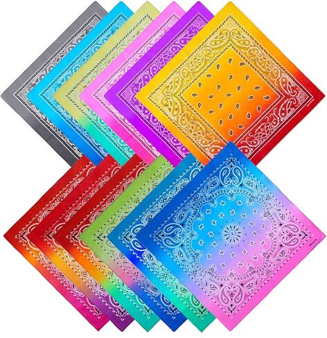 URATOT 12 Pack Novelty Gradient Cotton Bandanas Paisley Print Head Wrap Handkerchief in Saudi Arabia
