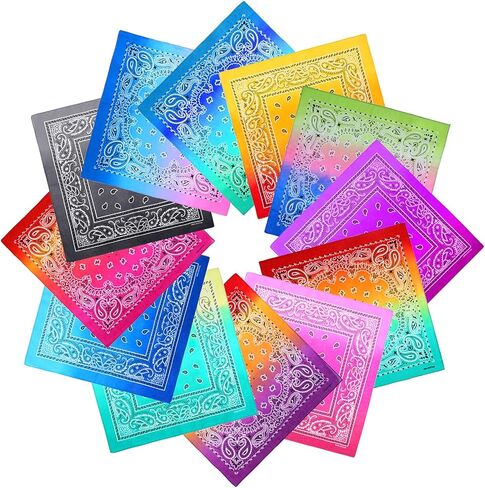 URATOT 12 Pack Novelty Gradient Cotton Bandanas Paisley Print Head Wrap Handkerchief in Saudi Arabia
