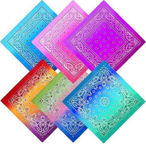 URATOT 12 Pack Novelty Gradient Cotton Bandanas Paisley Print Head Wrap Handkerchief in Saudi Arabia