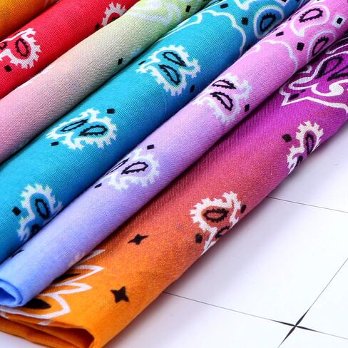 URATOT 12 Pack Novelty Gradient Cotton Bandanas Paisley Print Head Wrap Handkerchief in Saudi Arabia