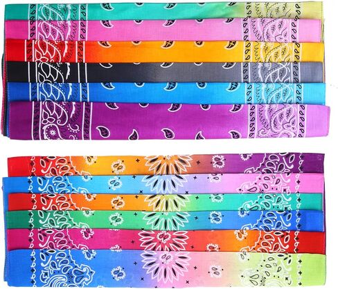 URATOT 12 Pack Novelty Gradient Cotton Bandanas Paisley Print Head Wrap Handkerchief in Saudi Arabia