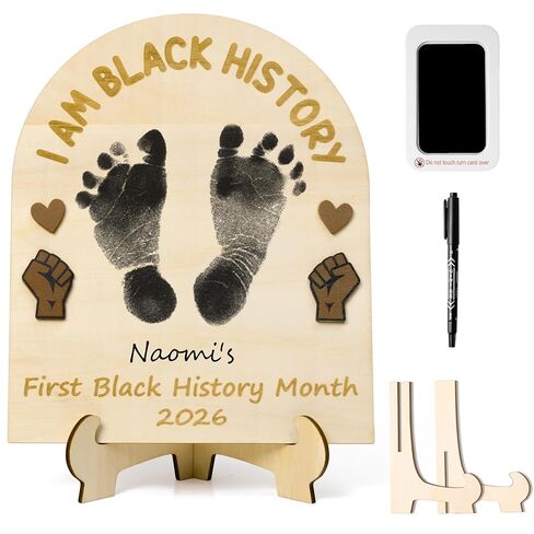 R HORSE Baby's First July 4th Footprint or Handprint DIY Art Sign Craft, 3D Engraved Wooden Hanging Ornament, Newborn Keepsake Gift Photo Prop for Unisex Baby Independence Day Baby Shower Supplies in Kuwait