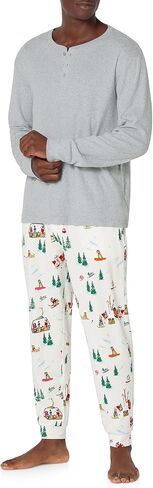 Bed Head PJs Mens Long Sleeve Henley Pajama Top & Jogger Pants Set - Soft Organic Cotton - Sleepwear & Loungewear PJ Sets in Saudi Arabia