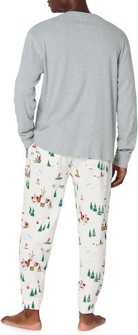 Bed Head PJs Mens Long Sleeve Henley Pajama Top & Jogger Pants Set - Soft Organic Cotton - Sleepwear & Loungewear PJ Sets in Saudi Arabia