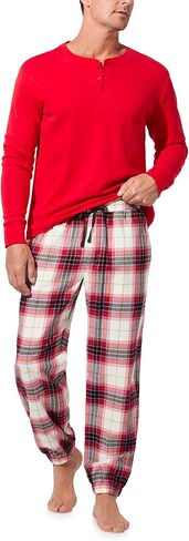 Bed Head PJs Mens Long Sleeve Henley Pajama Top & Jogger Pants Set - Soft Organic Cotton - Sleepwear & Loungewear PJ Sets in Saudi Arabia