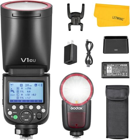 Flash Godox V1-N V1n U Camera Camera Flash for Nikon ، 2.4G TTL Godox V1 Nikon Speedlite 1/8000S HSS Flash ، بطارية LI-ION القابلة لإعادة الشحن ، 480 لقطات الطاقة الكاملة ، مصباح نمذجة LED (إصدار الولايات المتحدة الأمريكية) in Saudi Arabia
