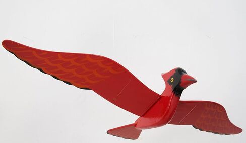 الطيور المتنقلة من WitnyStore - فن حيوانات قابل للتجميع - طيور خشبية مصنوعة يدويًا ومرسومة أثناء الطيران ديكور معلق مثالي للهدايا والتذكارات - كاردينال شمالي أحمر - 14 × 9 × 4 بوصات in Kuwait