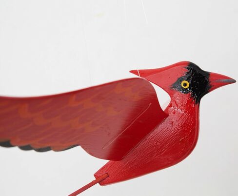 الطيور المتنقلة من WitnyStore - فن حيوانات قابل للتجميع - طيور خشبية مصنوعة يدويًا ومرسومة أثناء الطيران ديكور معلق مثالي للهدايا والتذكارات - كاردينال شمالي أحمر - 14 × 9 × 4 بوصات in Kuwait