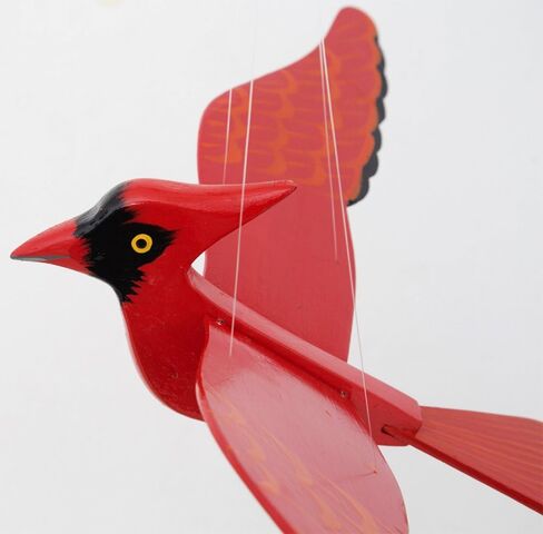 الطيور المتنقلة من WitnyStore - فن حيوانات قابل للتجميع - طيور خشبية مصنوعة يدويًا ومرسومة أثناء الطيران ديكور معلق مثالي للهدايا والتذكارات - كاردينال شمالي أحمر - 14 × 9 × 4 بوصات in Kuwait