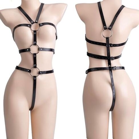ملابس داخلية للنساء مستوحاة من البانك، حزام BDSM-حزام للجسم للنساء مع أشرطة للصدر وسلسلة داخلية لملابس الملابس بإبزيم قابل للتعديل، ملابس ملهى ليلي كوسبلاي in Kuwait