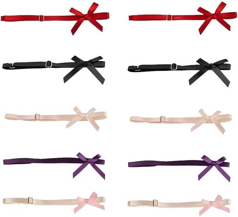 10pcs Black Baroque Elastic Garter Belts with Bow, Adjustable Polyester Spandex Leg Harness, Punk Style Thigh Bands for Parties, Weddings & Casual in Saudi Arabia