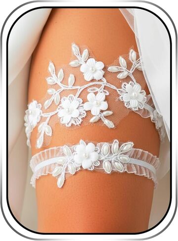 Urieo Bridal Garter Set, Wedding Lace Floral Leg Garter for Women in Kuwait