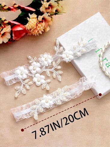 Urieo Bridal Garter Set, Wedding Lace Floral Leg Garter for Women in Kuwait