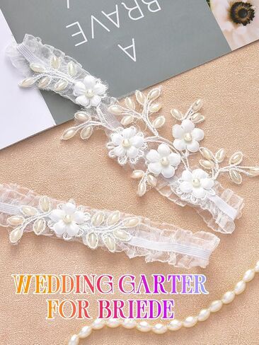 Urieo Bridal Garter Set, Wedding Lace Floral Leg Garter for Women in Kuwait