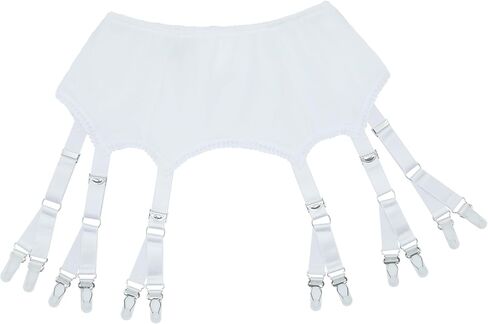 6 Straps Solid-color Cloth Garter Belt with Adjustable Dual Suspenders 12 Metal Clasps for Thigh-High Stockings in Saudi Arabia
