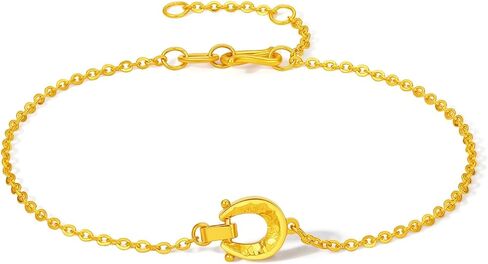 24K Real Gold Necklaces Horseshoe Pendant Necklace Adjustable Charm Bracelet Earrings Romantic Dainty Jewelry Gifts for Women Wife Lover Birthday Anniversary 40+5cm/15.7-17.7" A0615537 in Saudi Arabia