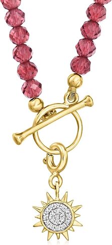 Ross-Simons 60.00 ct. t.w. Garnet Bead Toggle Necklace in 18kt Gold Over Sterling in Saudi Arabia