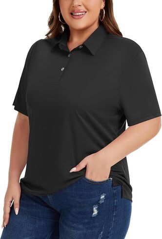 Idtswch Women's Plus Size Polo Shirts UPF 50+ Casual Work Quick Dry 3 Buttons Short Sleeve Collared Golf Shirt (XL-6XL) in Saudi Arabia