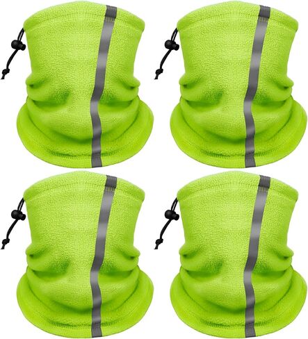 Winter Neck Warmer Gaiter for Men: 4 Pack Reflective Face Mask Cover Hi Vis Balaclava for Outdoor Work Sports Safety in Kuwait