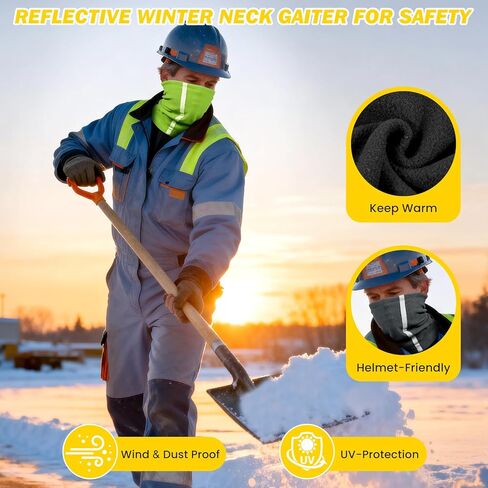Winter Neck Warmer Gaiter for Men: 4 Pack Reflective Face Mask Cover Hi Vis Balaclava for Outdoor Work Sports Safety in Kuwait