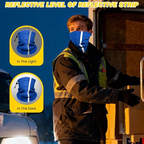 Winter Neck Warmer Gaiter for Men: 4 Pack Reflective Face Mask Cover Hi Vis Balaclava for Outdoor Work Sports Safety in Kuwait