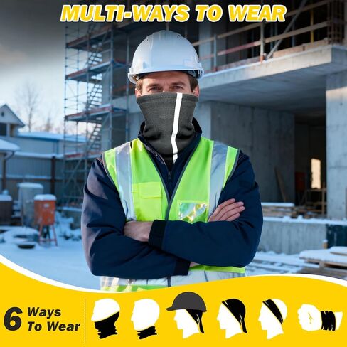 Winter Neck Warmer Gaiter for Men: 4 Pack Reflective Face Mask Cover Hi Vis Balaclava for Outdoor Work Sports Safety in Kuwait