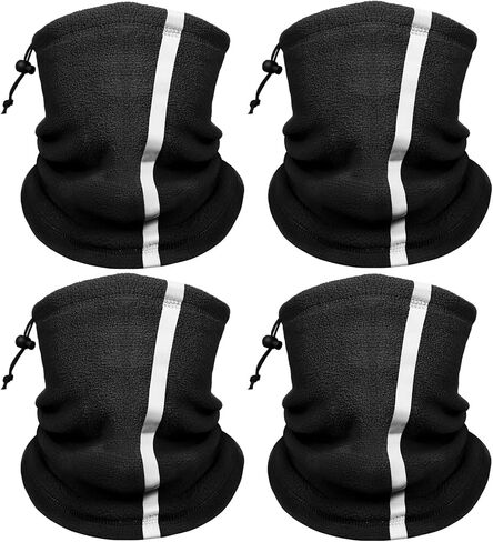 Winter Neck Warmer Gaiter for Men: 4 Pack Reflective Face Mask Cover Hi Vis Balaclava for Outdoor Work Sports Safety in Kuwait
