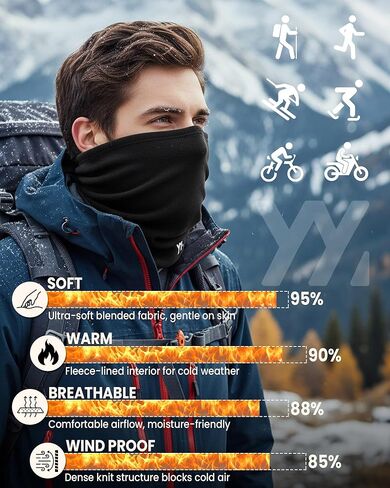Winter Neck Gaiter Warmer, Soft Modal-Wool Fleece Face Cover, Windproof Face Mask for Men Women in Saudi Arabia