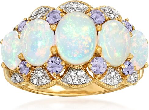 Ross-Simons Ethiopian Opal and .45 ct. t.w. Tanzanite Ring With Diamonds in 14kt Yellow Gold in Kuwait