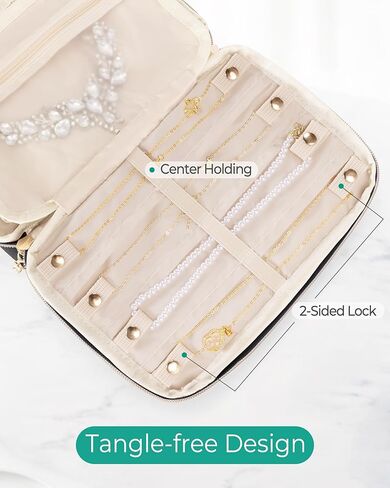 Travel Jewelry Organizer Case for Women, Foldable Jewelry Bag for Earrings, Rings, Necklaces, Bracelets, Brooches, Black in Saudi Arabia