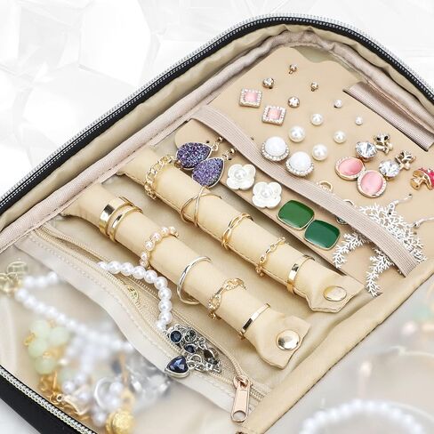 emissary Jewelry Organizer Case Travel Jewelry Storage Bag for Necklace, Earrings, Rings, Bracelet, Jewelry Storage, Earring Storage, Necklace Storage, Pouch Bag Luggage Accessories for Travel (Black) in Saudi Arabia