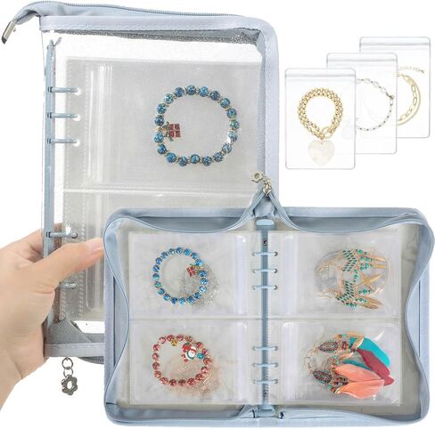 Jewelry Organizer Book Clear Travel earring book organizer Transparent Jewelry Book with Zipper Pouch Bags (Black,With 80 PCS Small Jewelry Bags) in Saudi Arabia