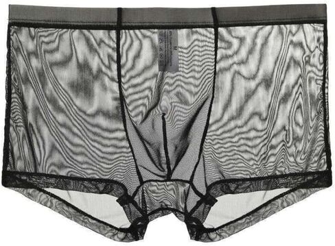 See Through Underpants Bulge Ice Silk Comfortable Lingerie Intimates Transparent Boxers Low-Waist Men's(L,Black) in Saudi Arabia