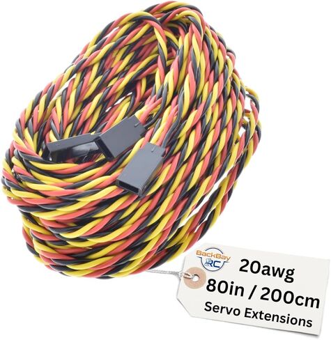 BackBayRC - كابل تمديد مؤازر ملتوي 20awg - 100 خيط لمركبات RC والطائرات بدون طيار والدراجات الإلكترونية - 6 أطوال / 5 أسلاك لكل حزمة (75 سم / 30 بوصة / 2.5 قدم) in Saudi Arabia