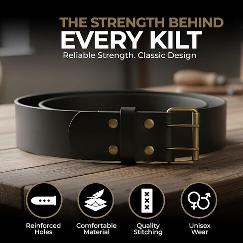 EZE Leather Kilt Belt-Heavy-Duty 2.5" Thick Genuine Plain Black and Brown Adjustable Fit-Rugged Appeal (Prong/Pin closure) in Saudi Arabia