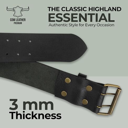 EZE Leather Kilt Belt-Heavy-Duty 2.5" Thick Genuine Plain Black and Brown Adjustable Fit-Rugged Appeal (Prong/Pin closure) in Saudi Arabia