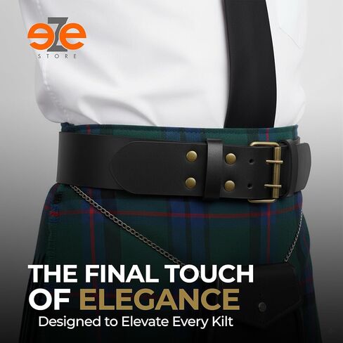 EZE Leather Kilt Belt-Heavy-Duty 2.5" Thick Genuine Plain Black and Brown Adjustable Fit-Rugged Appeal (Prong/Pin closure) in Saudi Arabia