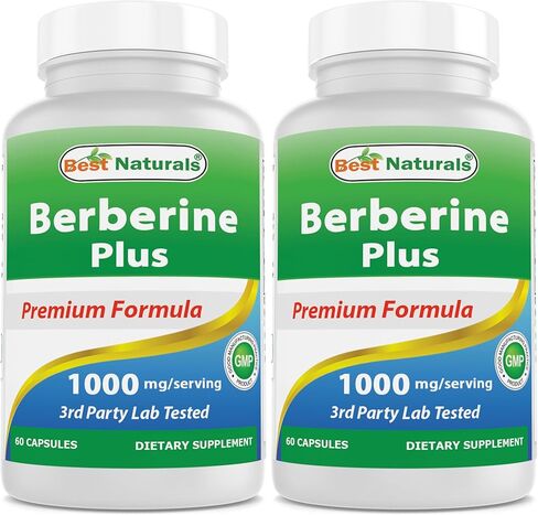 Best Naturals Berberine Plus 1000mg per Serving, (Non-GMO) 60 Capsules - Contains Berberine HCL 1000mg, Vitamin C 120mg & Zinc Gluconate 30 mg in Kuwait