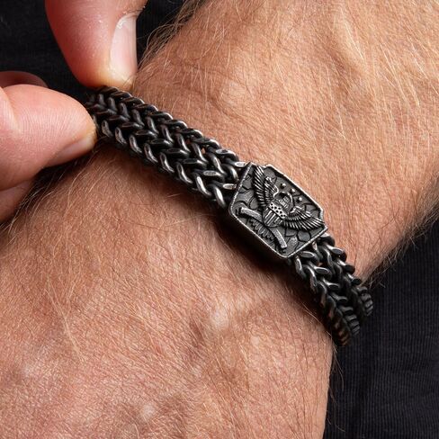 سوار رجالي من شركة Hero Company American Eagle Don't Tread On Me - سوار من الفولاذ المقاوم للصدأ للرجال - يساعد على إقران المحاربين القدامى مع كلب الخدمة أو كلب المأوى in Kuwait