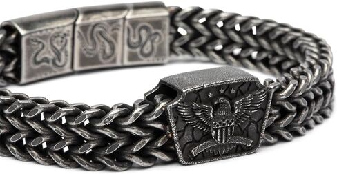 سوار رجالي من شركة Hero Company American Eagle Don't Tread On Me - سوار من الفولاذ المقاوم للصدأ للرجال - يساعد على إقران المحاربين القدامى مع كلب الخدمة أو كلب المأوى in Kuwait