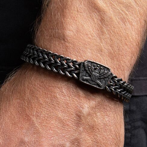 سوار رجالي من شركة Hero Company American Eagle Don't Tread On Me - سوار من الفولاذ المقاوم للصدأ للرجال - يساعد على إقران المحاربين القدامى مع كلب الخدمة أو كلب المأوى in Kuwait