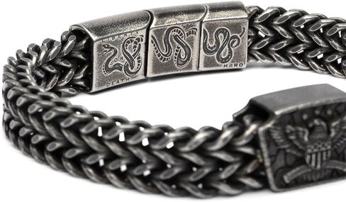 سوار رجالي من شركة Hero Company American Eagle Don't Tread On Me - سوار من الفولاذ المقاوم للصدأ للرجال - يساعد على إقران المحاربين القدامى مع كلب الخدمة أو كلب المأوى in Kuwait
