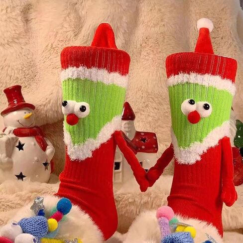 2 Pairs Novelty 3D Hand Holding Socks for Kids, Crazy Magneti Christmas Socks, Funny Holiday Couple Socks Silly Gift, White Elephant Gift for Women Men Couples Friends in Saudi Arabia