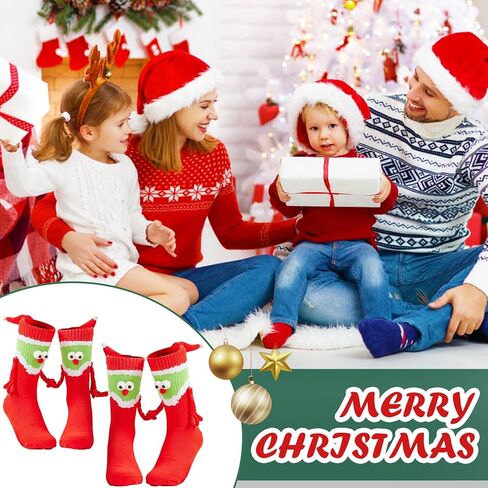 2 Pairs Novelty 3D Hand Holding Socks for Kids, Crazy Magneti Christmas Socks, Funny Holiday Couple Socks Silly Gift, White Elephant Gift for Women Men Couples Friends in Saudi Arabia