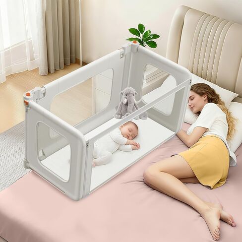 Bed Rail for Toddlers - Baby Bassinet Bedside Sleeper, Portable and Foldable Bed Rail with Child Lock, Suitable for Twin, Full, Queen, King Size, Toddler Bed Guard Rail, Beige, 69.26" x 19.29" in Kuwait