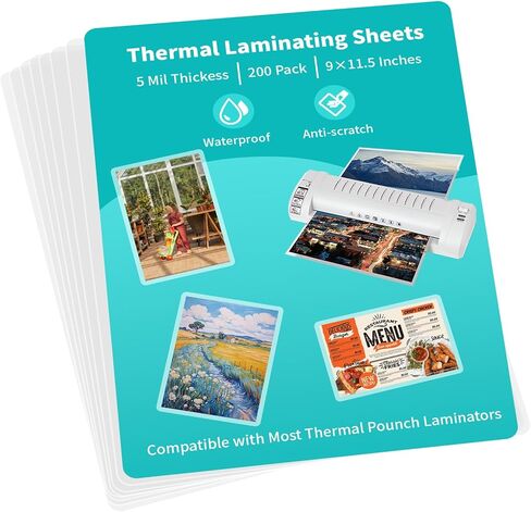 Thermal Laminating Pouches 5 mil, Clear 9 x 11.5 Inch Laminating Sheet Paper for Thermal Laminator, Holds 8.5 x 11 Inch Letter Size Sheets (30 Pack) in Saudi Arabia