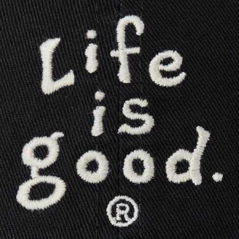 Life is Good. LIG Vintage Wordmark Stacked Chill Cap, True Black in Saudi Arabia