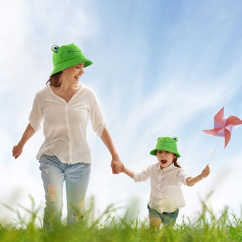 Syhood الضفدع دلو قبعة خضراء مضحك لطيف صياد القطن قبعة الحماية من الشمس واسعة حافة مجنون قبعة الصيف زي الهالوين in Kuwait