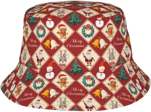Merry Christmas Bucket Hat Xmas Hats Santa Hat Happy New Year Fisherman Hats Sun Cap for Women Men Holiday Decor in Saudi Arabia