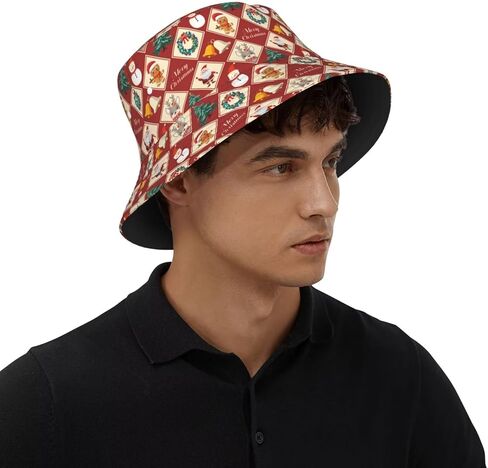 Merry Christmas Bucket Hat Xmas Hats Santa Hat Happy New Year Fisherman Hats Sun Cap for Women Men Holiday Decor in Saudi Arabia